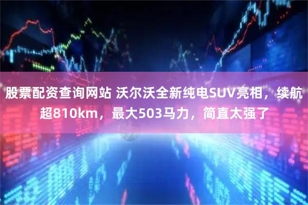 股票配资查询网站 沃尔沃全新纯电SUV亮相，续航超810km，最大503马力，简直太强了